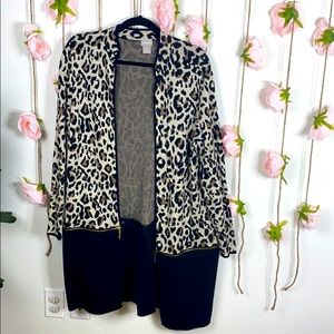 Leopard Print Open Front Sweater